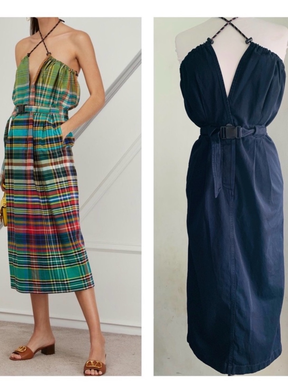 Dries Van Noten Navy Twill Sally Midi Dress